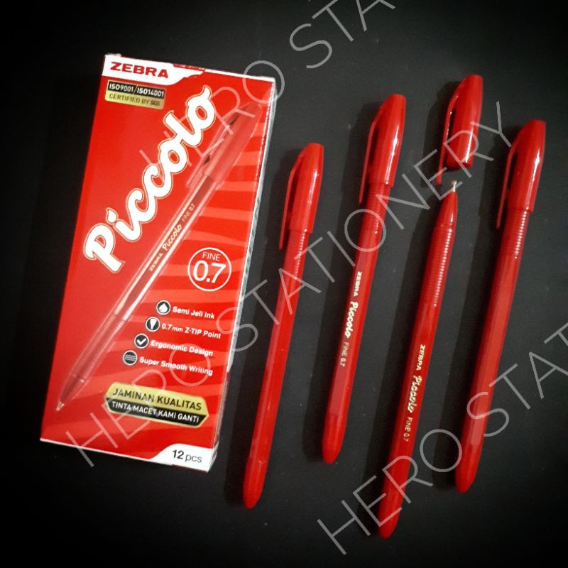 

Ballpoint pen semi gel piccolo murah 0.7 mm tinta merah . 12 unit
