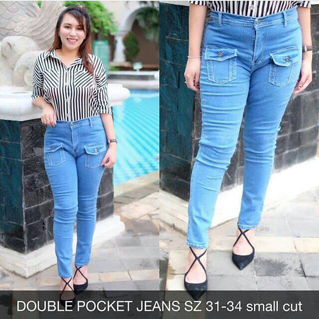 CELANA JEANS BIGSIZE WANITA DOULE POCKET BIG JEANS