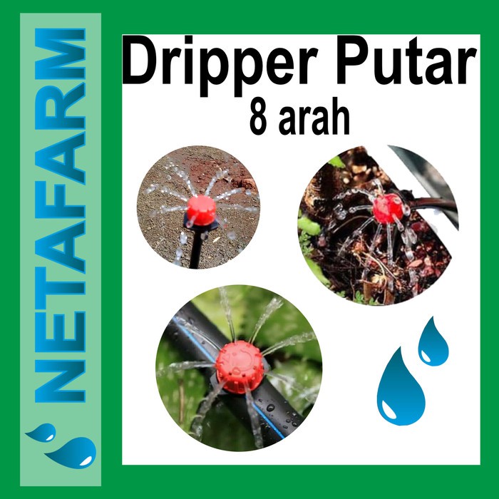 Spayer 8 ways / Dripper putar 8 arah warna merah hitam ( satuan )