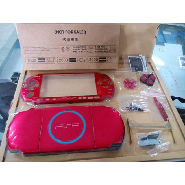 Casing psp slim seri 3000 FULL SET original  - MERAH