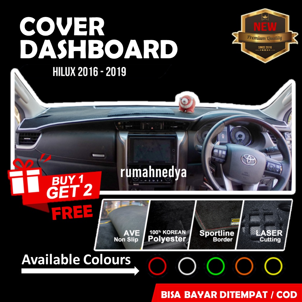 High Quality Cover Dashboard Mobil Toyota Hilux 2016 - 2019 Aksesoris Variasi Alas Dasboard - Taplak
