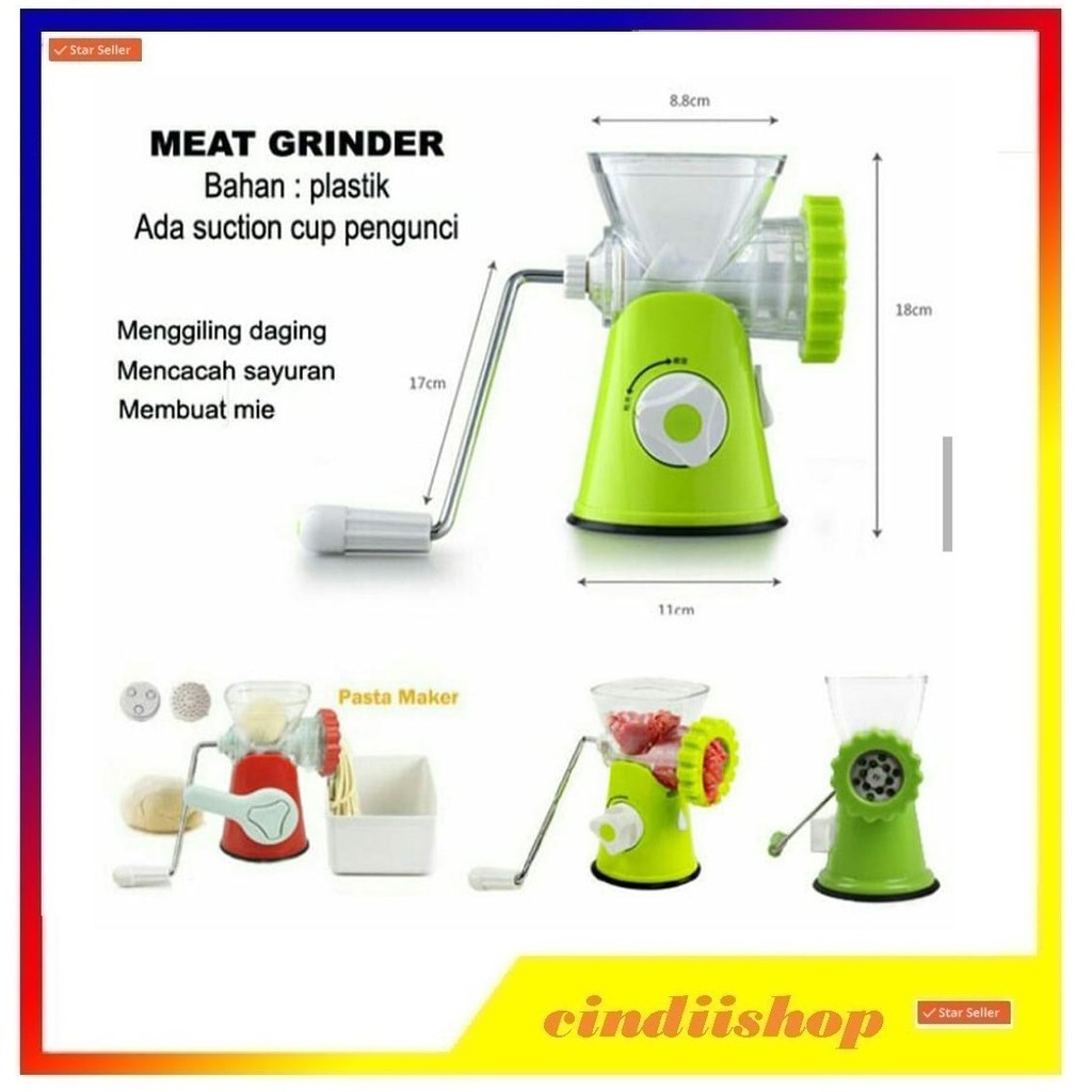 Meat Grinder Plastik manual penggiling giling daging sayur buah pasta mincer mie sapi ayam multiuse