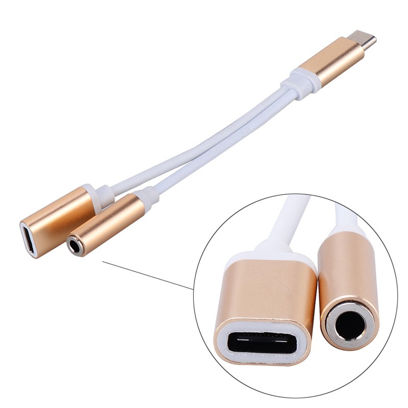 Trend-TYPE C Kabel Audio Splitter 2IN1 Jack 3.5Mm Male To Female dan Port Charging Type C.