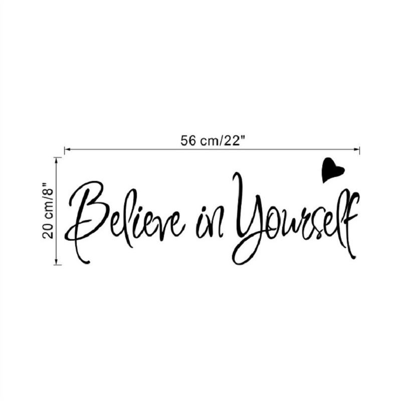 Diy Stiker Dinding Dengan Bahan Mudah Dilepas Gambar Tulisan &quot;Believe In Yourself&quot; Ukuran 20x55cm