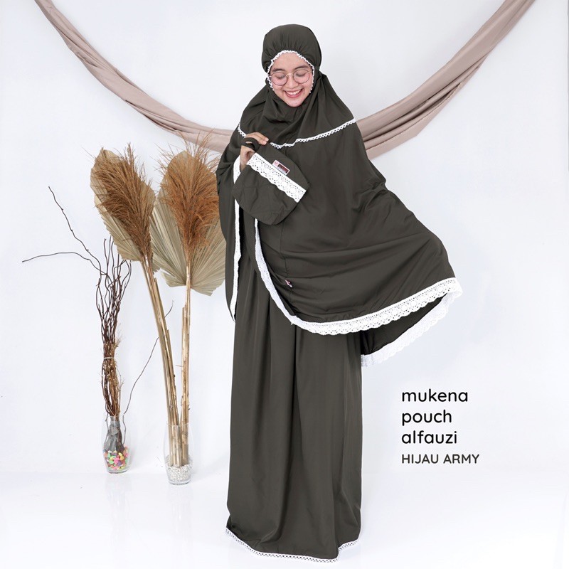 Mukena jumbo POUCH Alfauzi rajut / mukena silky premium / mukena jumbo / mukena katun / mukena butik