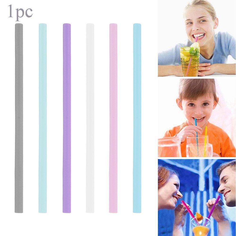 Populer Sedotan Minum Silikon Reusable Filter Candy Color Barware Pipet