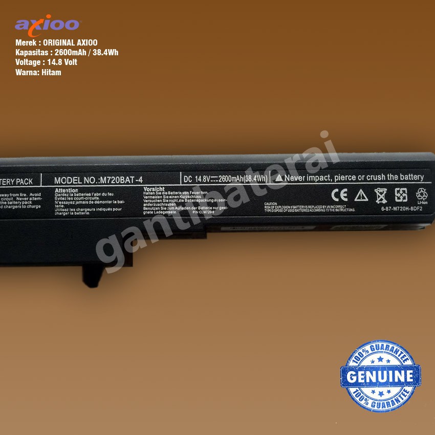 Original Baterai AXIOO MLC M720 M725 ZYREX ADVAN M720BAT-4 M720SBAT-4