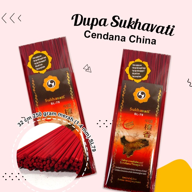 Dupa / Hio Wangi Alami Cendana China Sukhavati Stick Merah 32cm @250gr