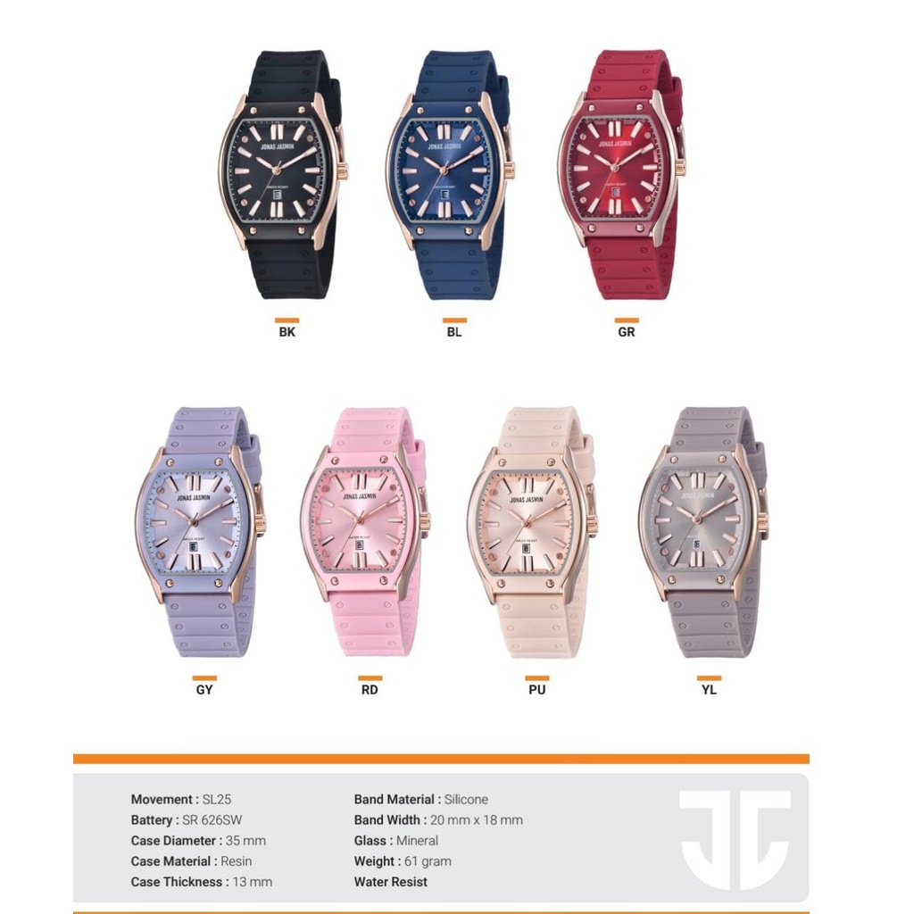 JAM TANGAN CEWEK FASHION JONAS JASMIN ORIGINAL JJ-2207/JAM TANGAN ANALOG RUBBER STRAP/