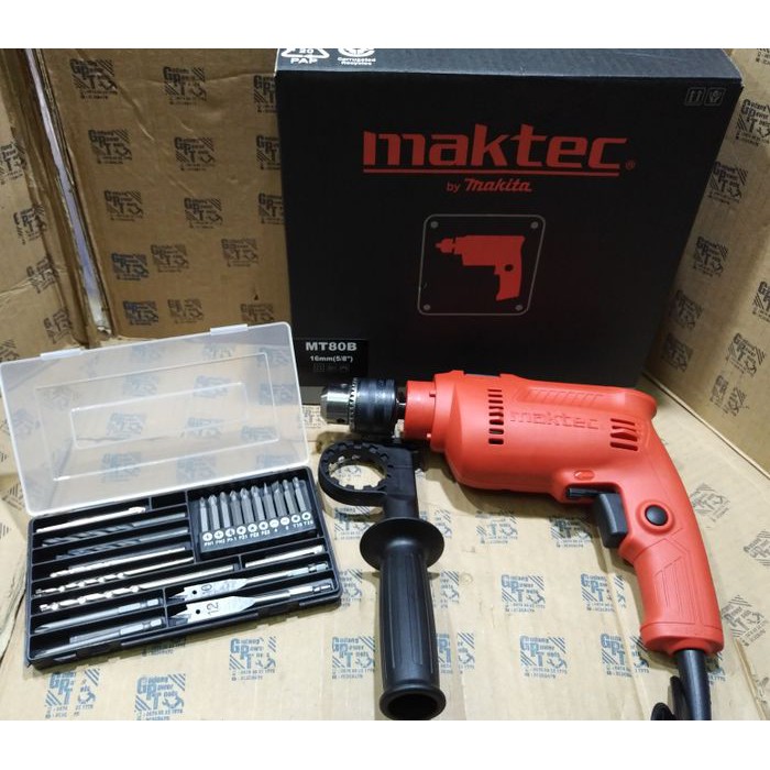 Termurah Paket Mata Bor 21pc Mesin Bor Besi Beton Tembok Tangan Maktec MT80B Original
