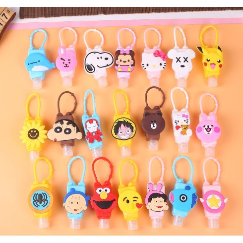 WS0009 GROSIR  - (30ML) Botol HandSanitizer Bulat Kosong Cartoon / Gantungan Tas