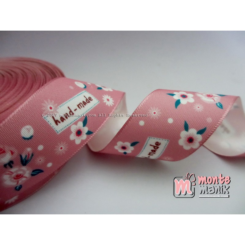 

Pita Satin Vintage Dusty Pink Motif Bunga 2,5cm (PITA-188)