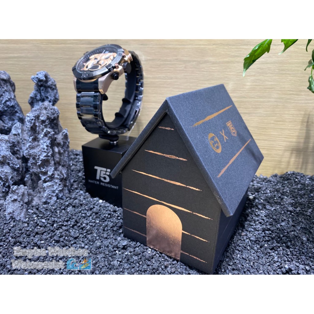 Jam Tangan T5 H3736G H3736 3736 Pria Cowok Analog Chrono dan Tanggal Aktif Rantai Stainless Original Waterproof