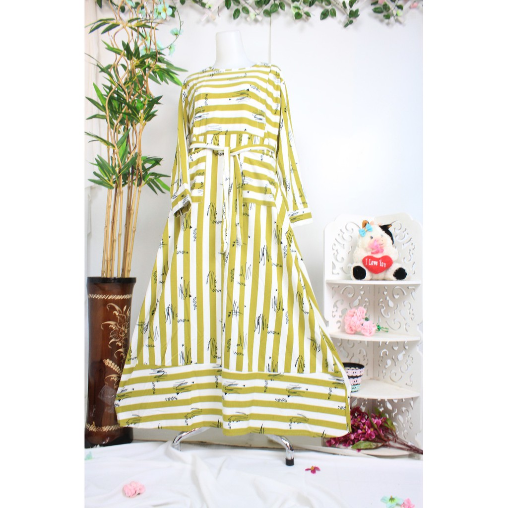 Gamis menyusui bahan babytery salur SASMITA tebal adem jumbo big size adem