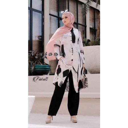 one set nirjana by fairuz/setcel stylish/one set branded/one set ori/set tunik branded