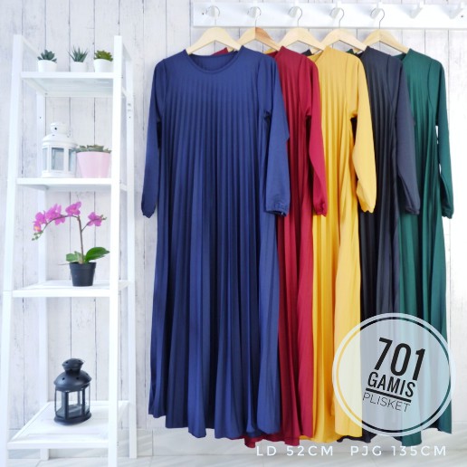 BD 701 - GAMIS PLISKET POLOS HYGET MAXY MURAH XL MUSLIMAH GROSIR WARNA REMPEL PLEATED MAXI DRESS