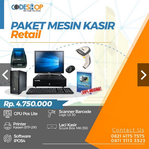 Paket Komputer Kasir Full Set Program Pos Software Minimarket Medium