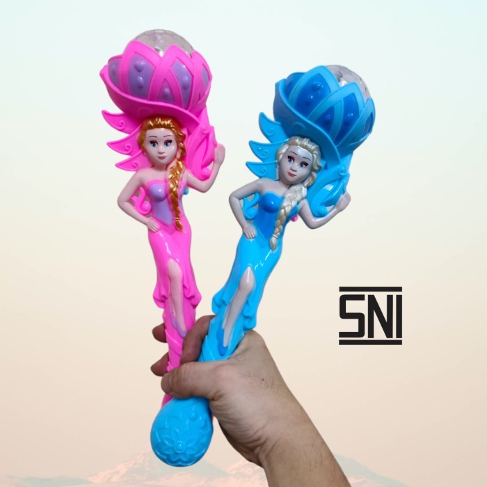 Mainan Disco 3D Frozen Anak Tongkat Frozen Lampu Disko Warna Warni dan Music forzen - Biru Muda