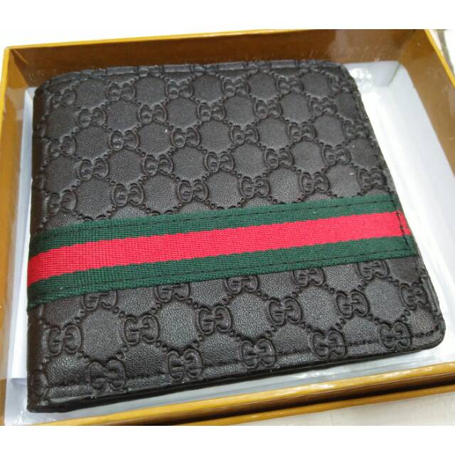 Dompet gucci emboss list cowok lipat pendek import