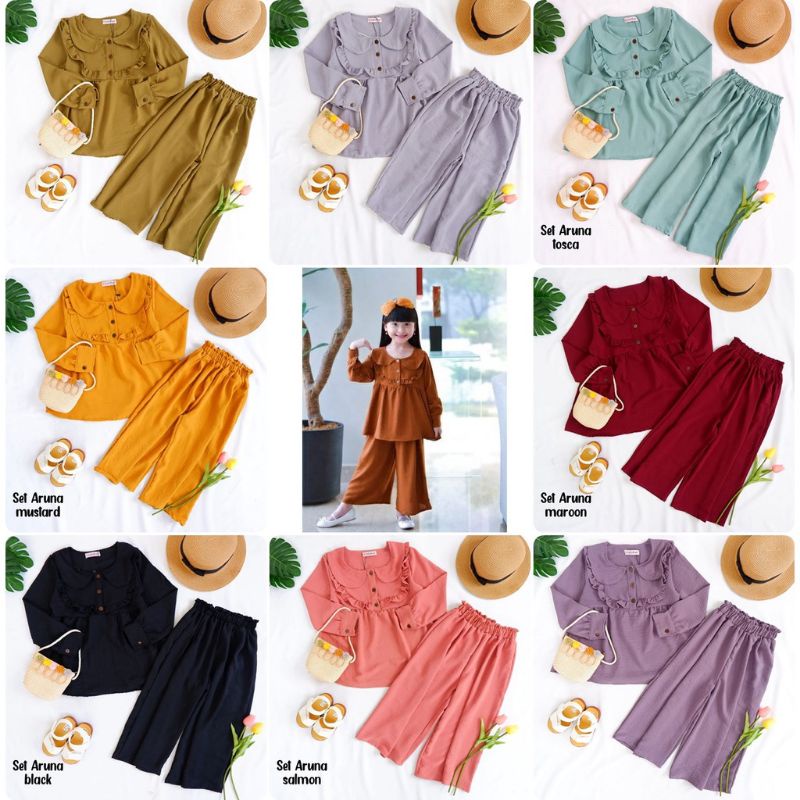 Bobokids setelan anak perempuan/set tunik anak aruna bahan crinkel