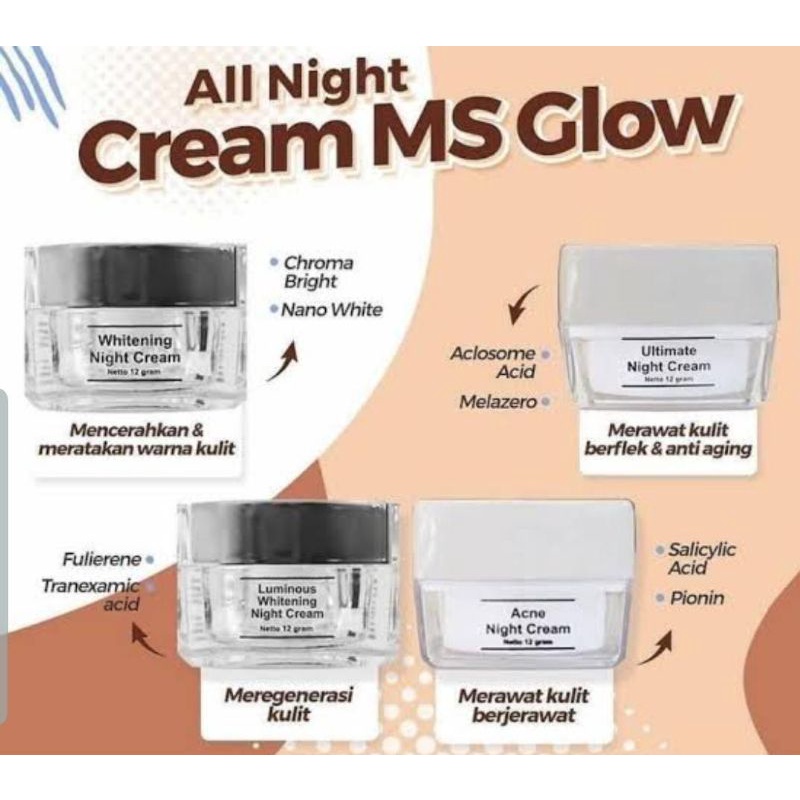 MS GLOW WHITENING NIGHT CREAM/ MS GLOW ULTIMATE NIGHT CREAM/ MS GLOW LUMINOUS WHITENING NIGHT CREAM/