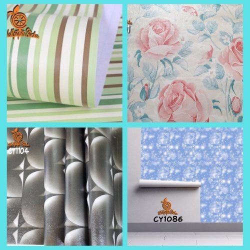 Wallpaper Dinding Wallpaper Stiker Wallpaper dinding Anak Walpaper45CM x 8M Walpaper Stiker Dinding Bata Garis Batik Karakter