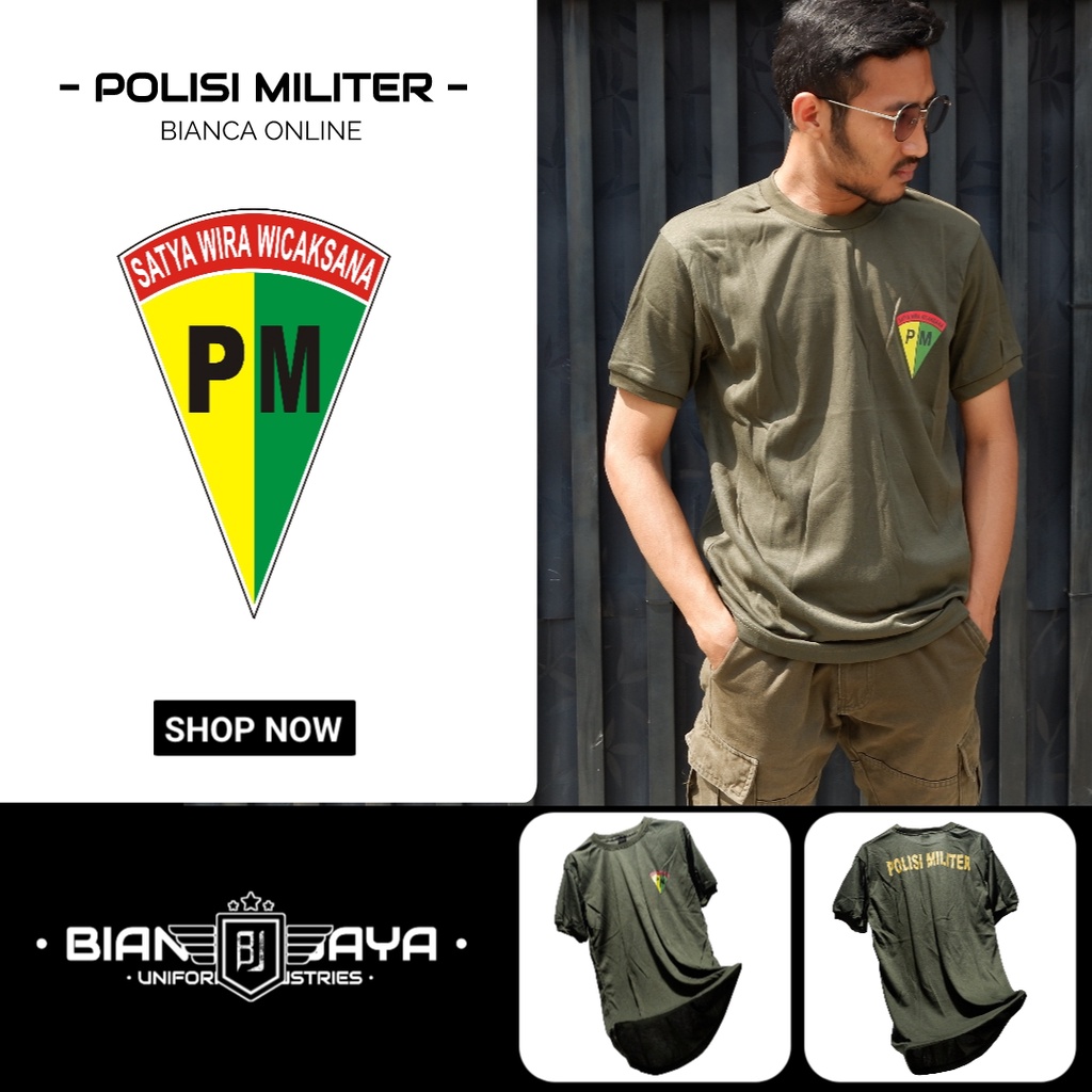 Kaos Tni Ad Polisi Militer Model kaos target PM Hijau Segitiga