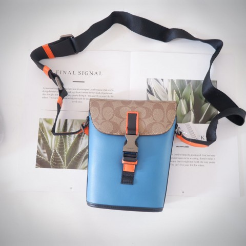 TAS PRIA COACH TRACK SMALL FLAP CROSSBODY IN COLORBLOCK SIGNATURE CANVAS
