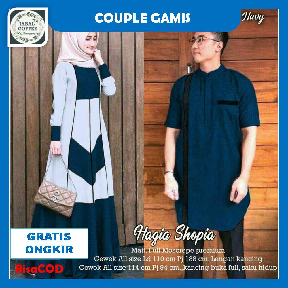 Couple Hagia Shopia / Couple Gamis Katun Moscrepe / Couple Batik Sarimbit Kebaya Kondangan J27