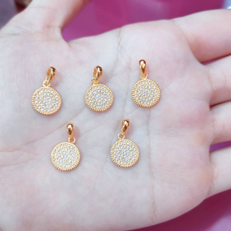 LIONTIN KALUNG BULAT PERAK 925 ASLI LAPIS EMAS