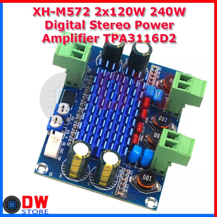 XH-M572 240W 2x120W Dital Stereo Power Amplifier TPA3116D2 TPA3116