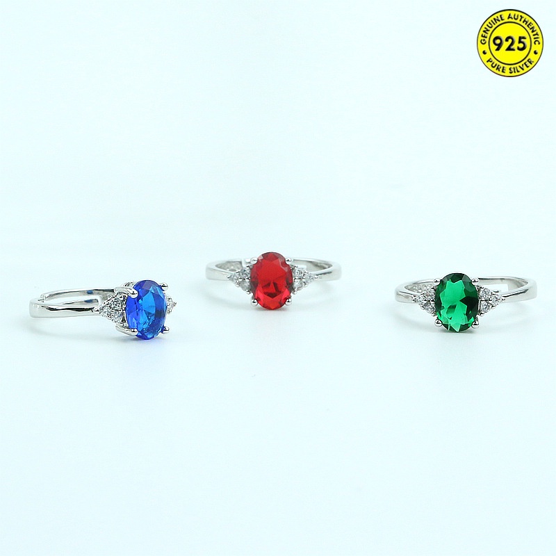 Cincin Kristal Emerald Warna Merah Dan Biru Untuk Wanita