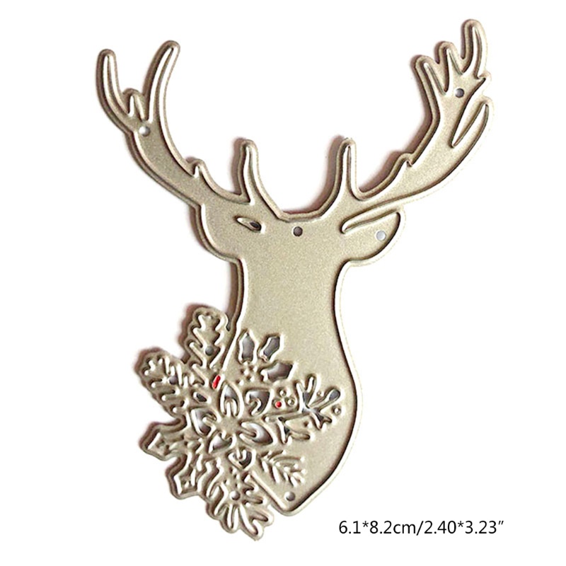 Cetakan Stensil Cutting Dies Motif Rusa Natal Bahan Metal Untuk Scrapbook / Craft DIY