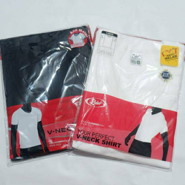 Kaos oblong  RIDER   V neck warna putih dan hitam