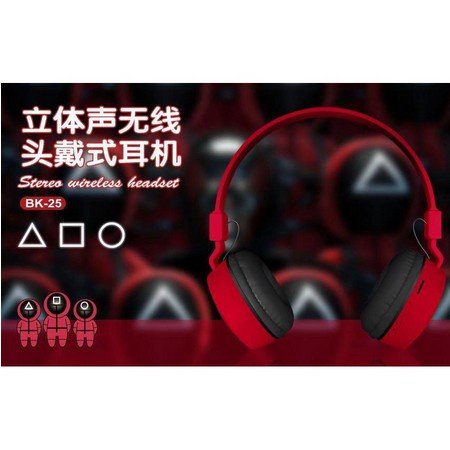 Headphone Bluetooth Wireless Squid Game BK-25 Suport SD Card Headset