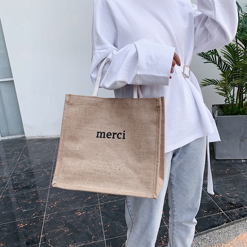 BIG Merci Totebag Rajut Jerami Wanita Remaja Aesthetic Tote Handle Cute Korean Tote Bag Style By Chikoisme NR