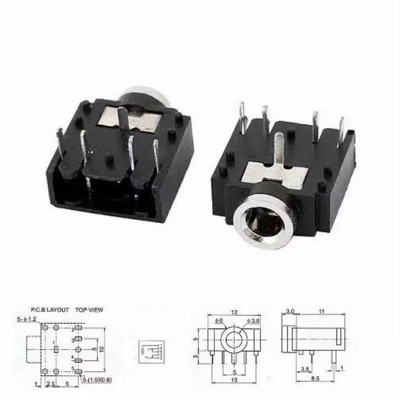 socket jek mini stereo 3,5mm 5 pin