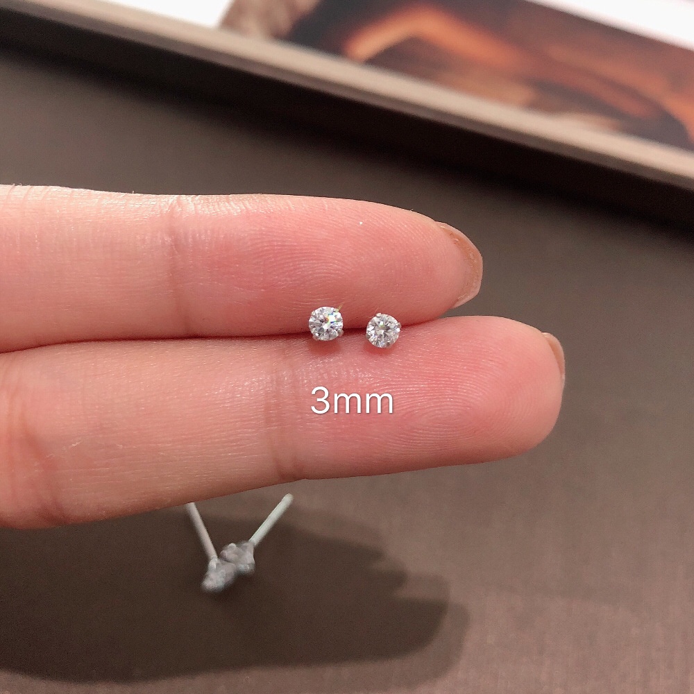 Anting Tusuk Sterling Silver 925 Dengan Batu Zircon Klasik Untuk Wanita