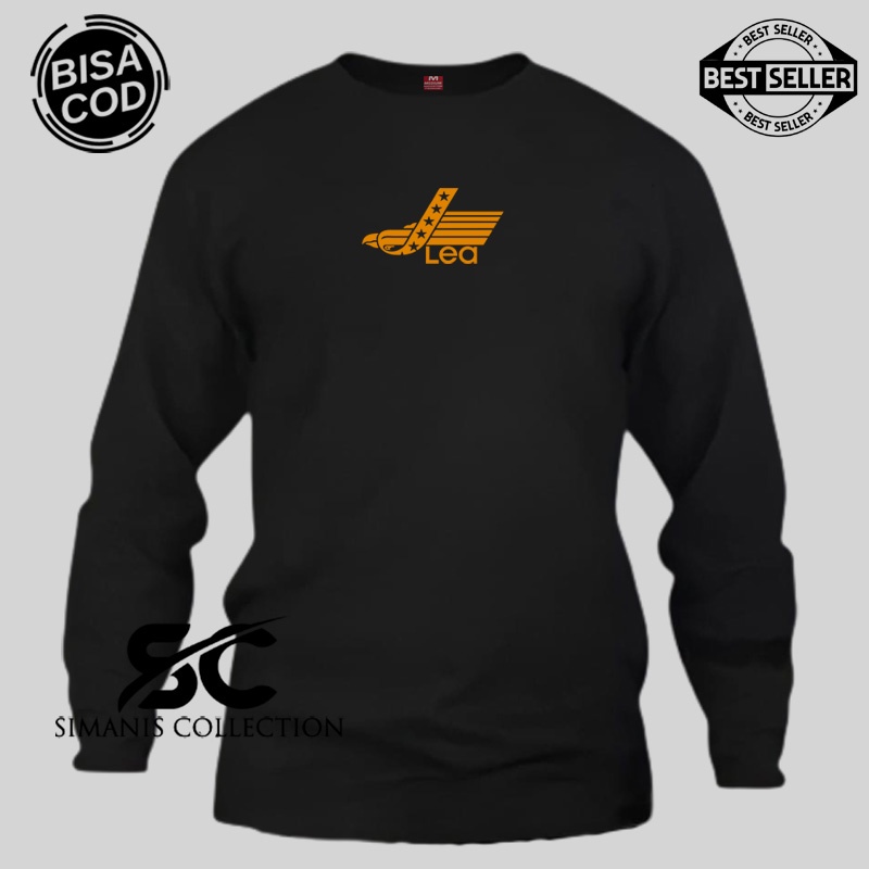 BISA COD...Kaos Lengan Panjang Logo Lea Text Gold Quality Premium Kaos Pria Wanita