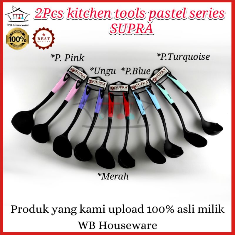 Kitchen tools supra set 2 / sodet set laddle warna nylon / sodet pastel