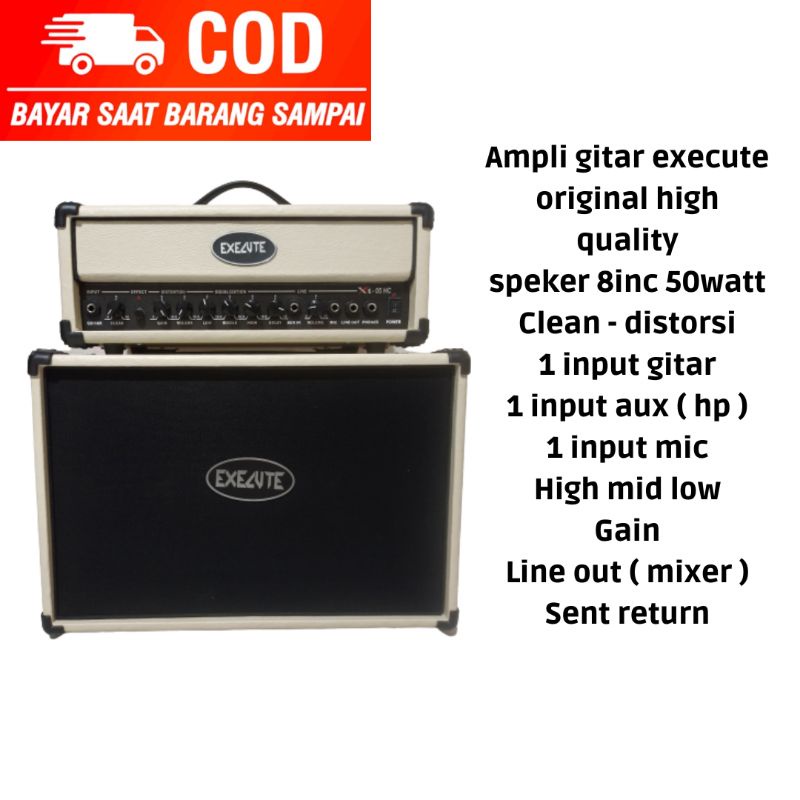 ampli gitar execute original head cabinet 3 input untuk gitar hp dan mic kualitas sangat oke spesifi