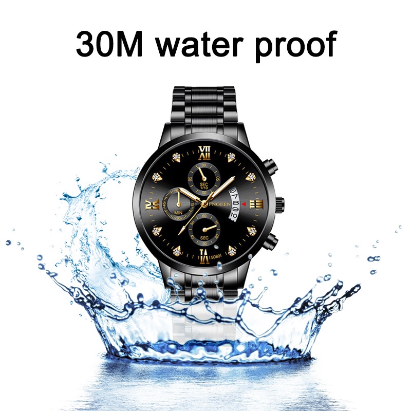 【Dijamin 100% Original】Jam Tangan Pria FNGEEN 5080 Kemewahan Stainless Steel Original Tahan Air Watch + Kotak Gratis-3