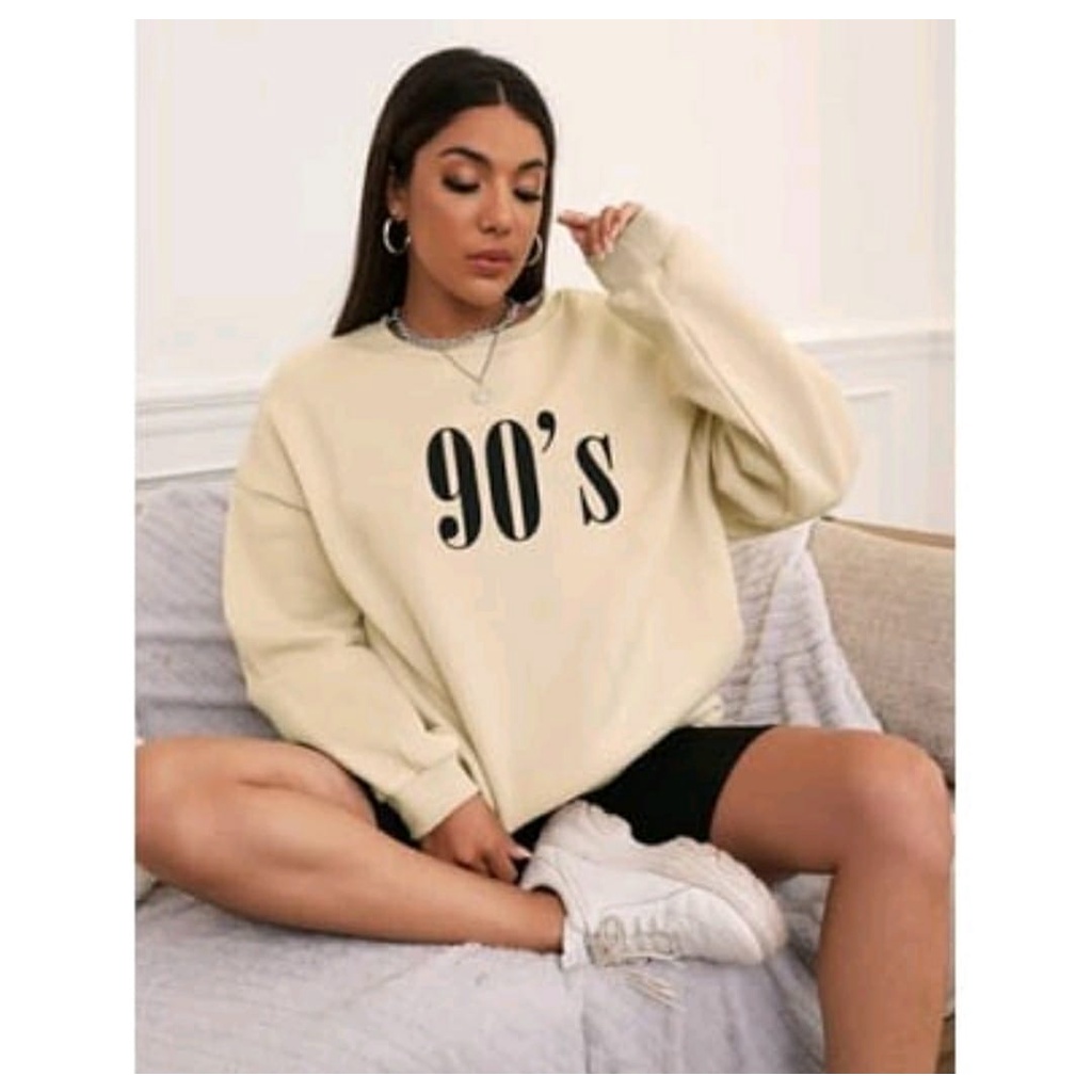 SWEATER CREWNECK WANITA 90's SIMPLE - SWEATER FLEECE TEBAL TERMURAH