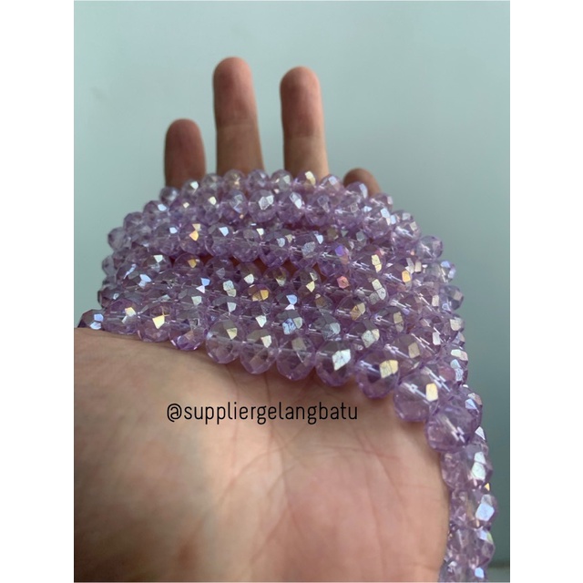 Crystal Ceko 10mm PURPLE QUARTZ ungu bening manik bakpao rondele craft