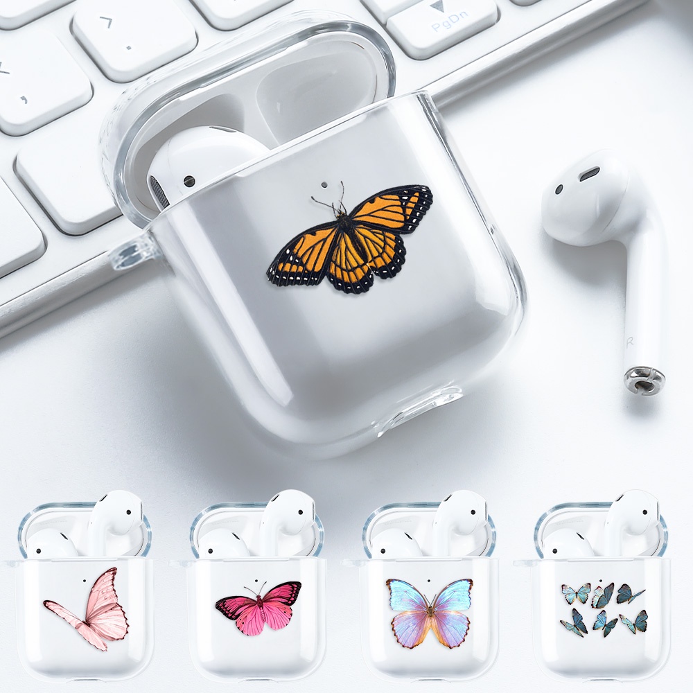 Simple AirPods 1/2 Case Anti-fall Silicone Soft Case Headset Protection Cover Cute Cartoon Butterfly