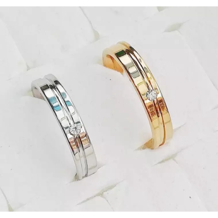 2 pcs cincin tunangan berbahan titanium import stainless steel