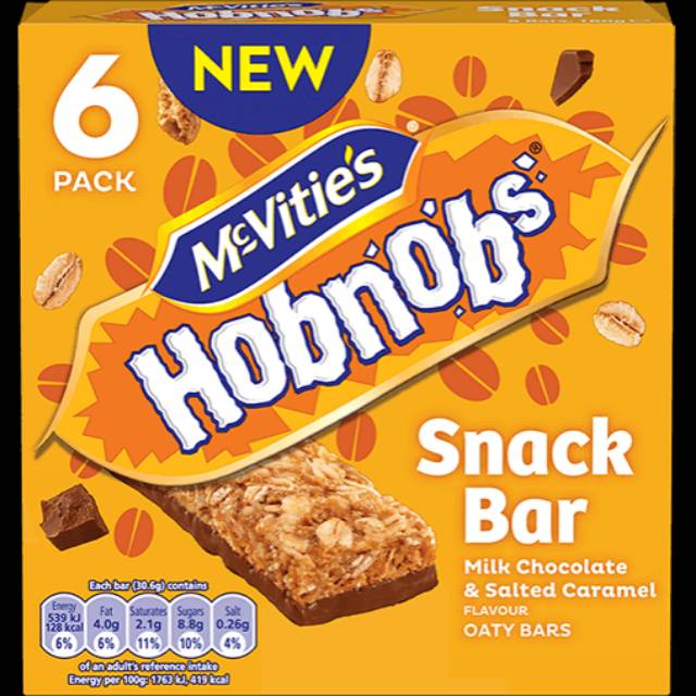 

Mcvities hobnobs snack bar milk chocolate & golden syrup & coconut