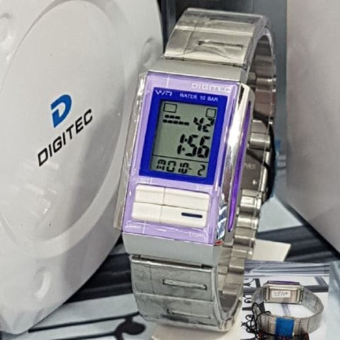 Jual Jam Tangan Wanita Digitec Original Rantai Silver Ungu Diskon