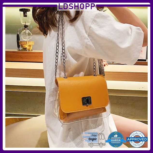 LDS 307-48 TAS SELEMPANG TRANSPARAN BAG FASHION WANITA TAS BAHU SLINGBAG FASHION IMPORT