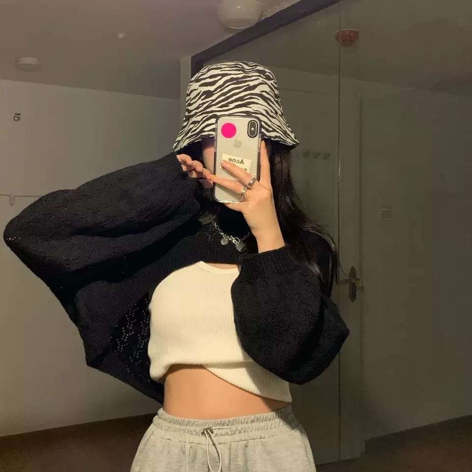 Fashion Sederhana Rajutan Padat Lengan Panjang Hollow Short Pullover Wanita Sweater Rajut Jatuh Crop